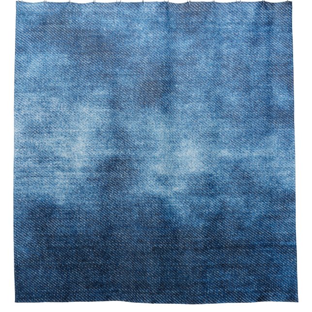 Blue denim jeans texture shower curtain (Front)