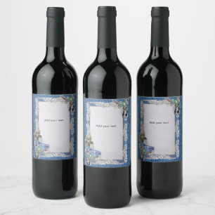 Blue Denim, lace, Costume Jewellery & Kittens Wine Label