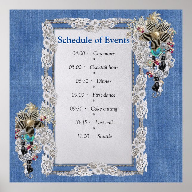 Blue Denim, lace, Costume Jewellery Poster (Front)