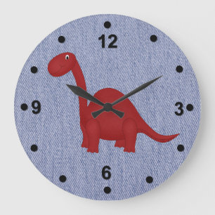 Blue Denim Look & Dinosaur Kid's Clock