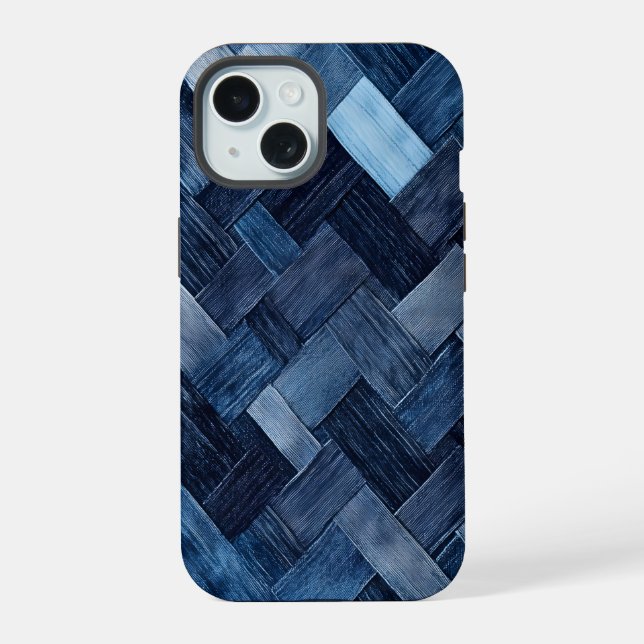 Blue Denim Patch iPhone 15 Case (Back)