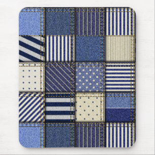 Blue Denim Patchwork Mouse Mat