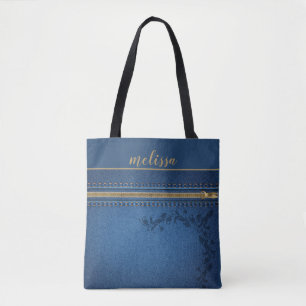 Blue Denim Personalised Tote Bag