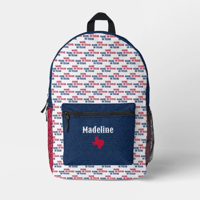 Blue Denim & Red Bandanna Print Texas Baby Printed Backpack (Front)