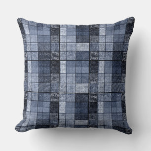 Blue, denim, tartan, plaid . cushion