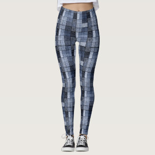 Blue, denim, tartan, plaid . leggings
