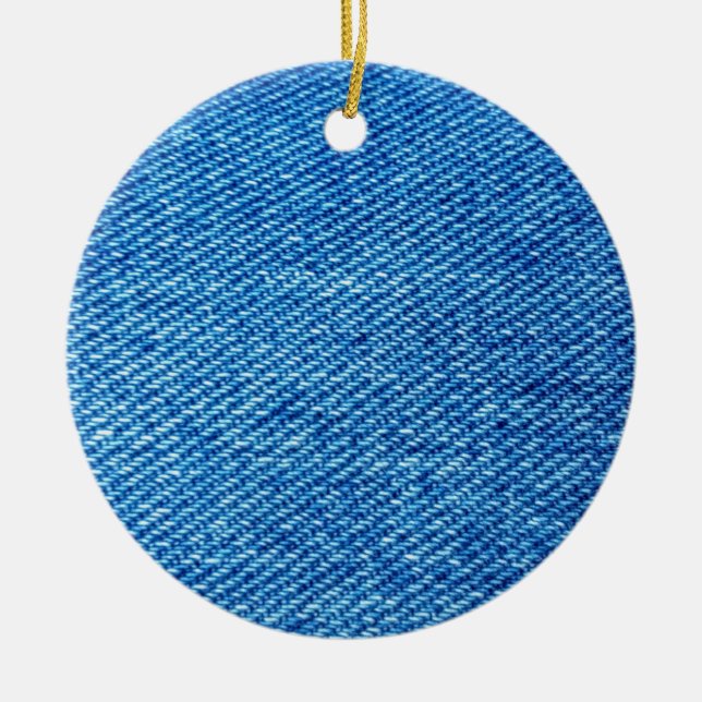 Blue Denim Texture Ceramic Tree Decoration (Front)