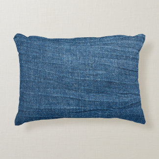 Blue Denim Texture: Classic Jeans. Decorative Cushion