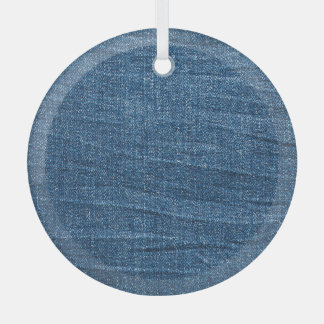 Blue Denim Texture: Classic Jeans. Glass Tree Decoration