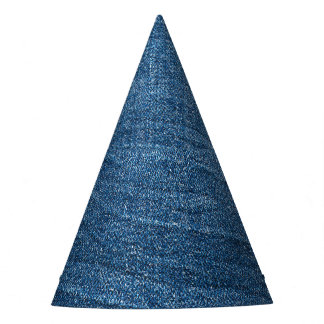 Blue Denim Texture: Classic Jeans. Party Hat