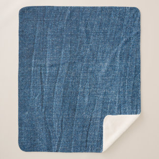 Blue Denim Texture: Classic Jeans. Sherpa Blanket