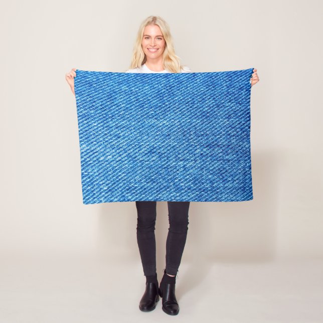 Blue Denim Texture Fleece Blanket (In Situ)