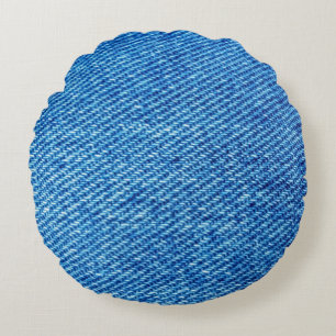 Blue Denim Texture Round Cushion
