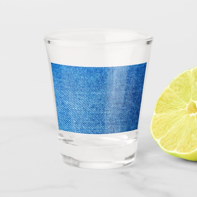 Blue Denim Texture Shot Glass (Front)