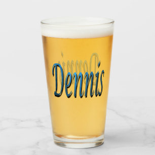 Blue Dennis Name Logo, Glass