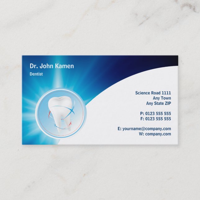 Blue Dental Appointment Card | Personalise Dentist (Front)