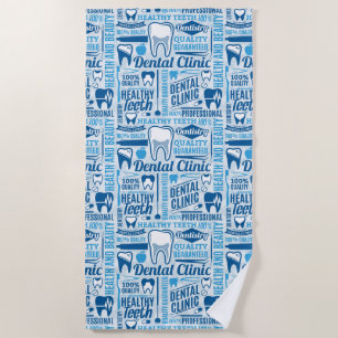 Blue Dental Clinic Pattern Beach Towel
