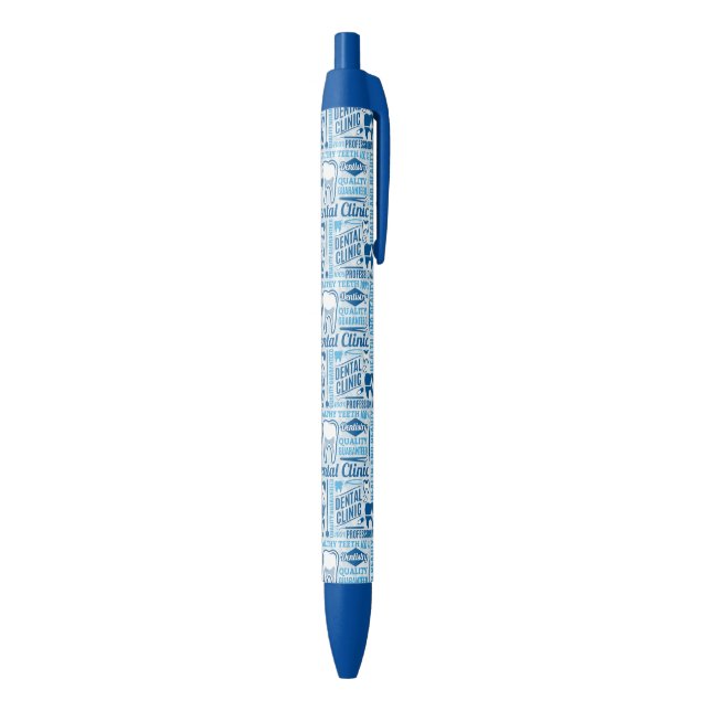 Blue Dental Clinic Pattern Black Ink Pen (Bottom (Vertical))