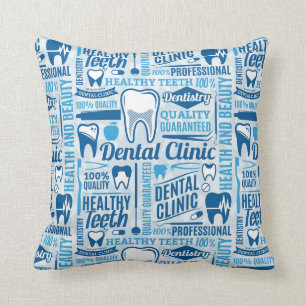 Blue Dental Clinic Pattern Cushion
