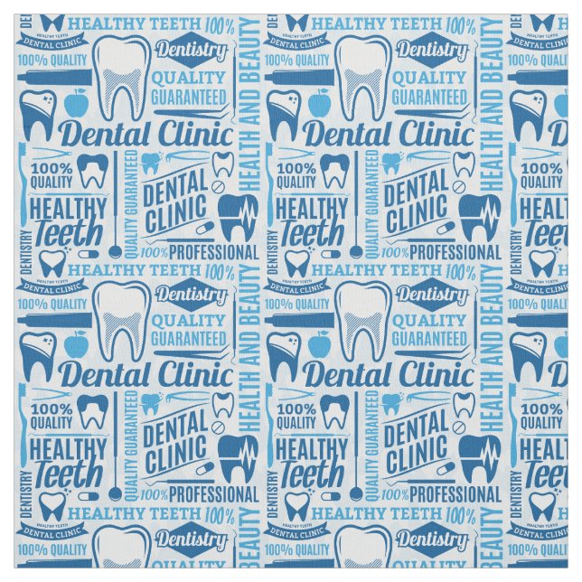 Blue Dental Clinic Pattern Fabric (Swatch)