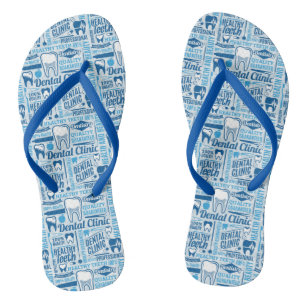Blue Dental Clinic Pattern Flip Flops