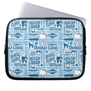 Blue Dental Clinic Pattern Laptop Sleeve