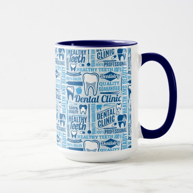 Blue Dental Clinic Pattern Mug (Right)