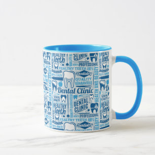 Blue Dental Clinic Pattern Mug