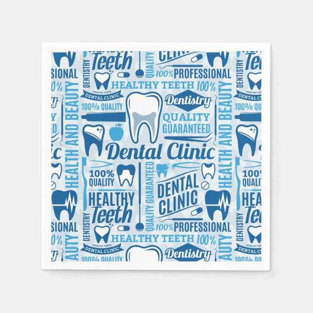 Blue Dental Clinic Pattern Napkin (Front)