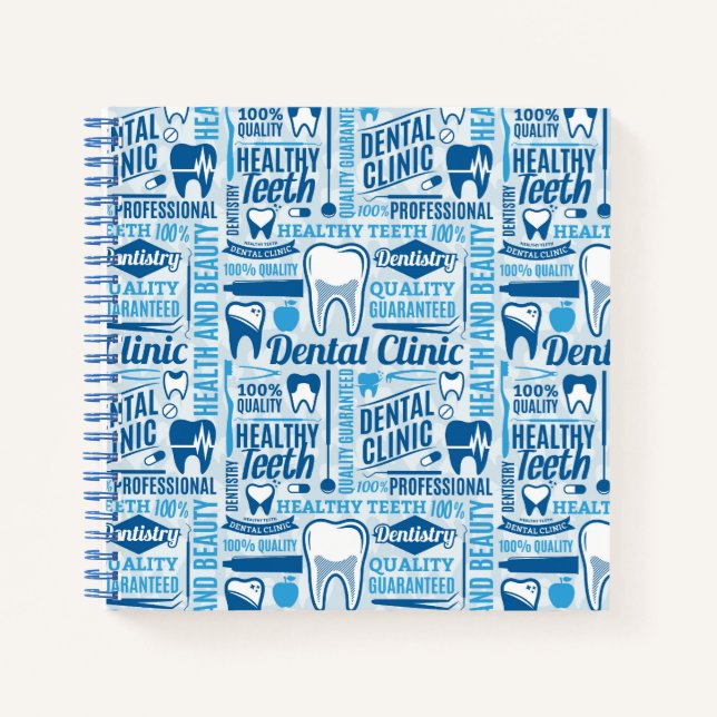 Blue Dental Clinic Pattern Notebook (Front)