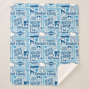 Blue Dental Clinic Pattern Sherpa Blanket