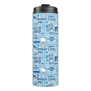 Blue Dental Clinic Pattern Thermal Tumbler