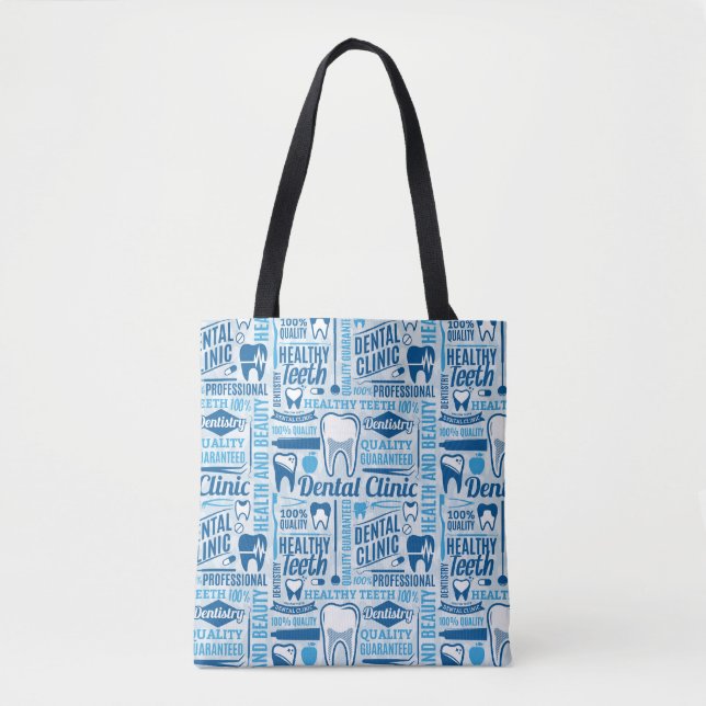 Blue Dental Clinic Pattern Tote Bag (Front)