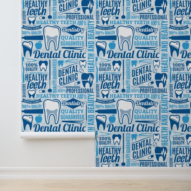 Blue Dental Clinic Pattern Wallpaper (Application)