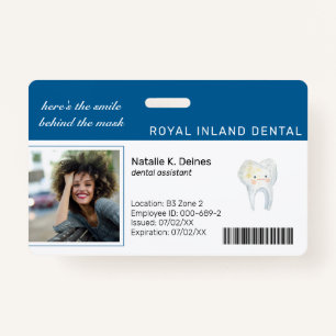Blue Dental Office Employee Photo ID Badge