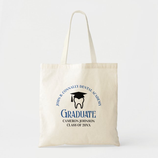 Blue Dental School Custom Dentist Graduation Party Tote Bag (Front)