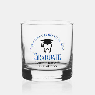 Blue Dental School Custom Dentist Graduation Whiskey Glass
