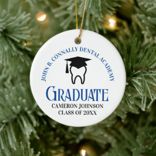 Blue Dental School Graduate Keepsake Christmas Ceramic Tree Decoration