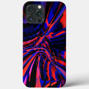 Blue design of squares aligned on crooked object   iPhone 13 pro max case