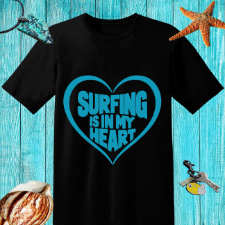 Blue design 'Surfing is in my heart' T-Shirt