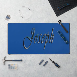 Blue Designed Joseph Name, Desk Mat