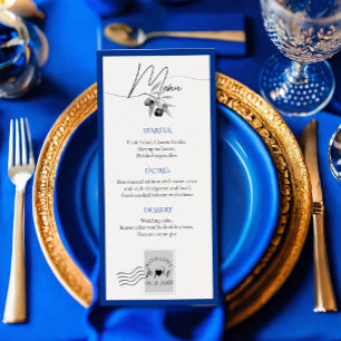 Blue Destination Wedding Custom Menu Template 