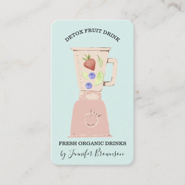 Blue Detox Fresh Fruits Drink Blender Business Card (Front)