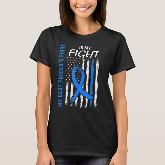 Blue Diabetes Awareness Best Friend American Flag  T-Shirt (Front)