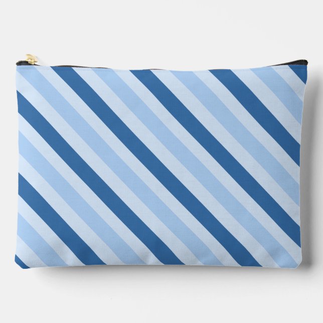 Blue Diagonal Striped Accessory Pouch (Front)