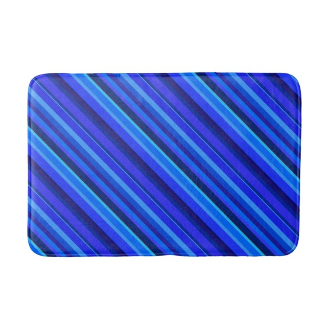 Blue diagonal stripes bath mat (Front)