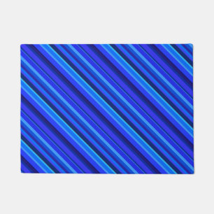 Blue diagonal stripes doormat