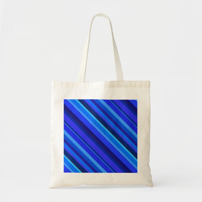 Blue diagonal stripes tote bag (Front)