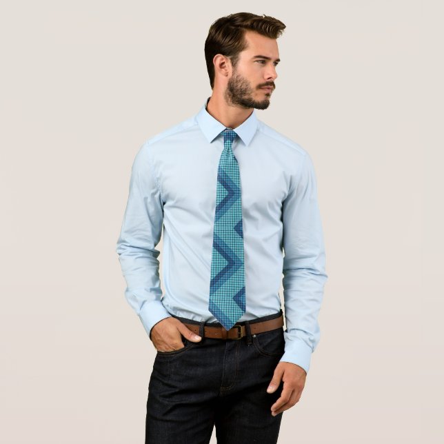 Blue Diagonal Weave Diamond Pattern Neck Ties (In Situ)
