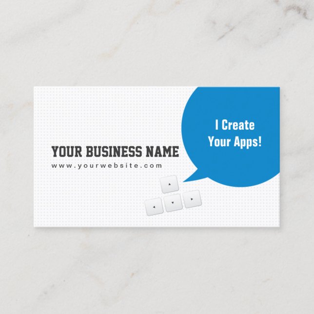 Blue Dialogue Box App Developer Business Card (Front)